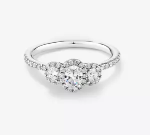 Fede Nuziale Oro Bianco 18K Certificata GLI Diamante Coltivato in Laboratorio Taglio Ovale 0,80 CT - Foto 1 di 13
