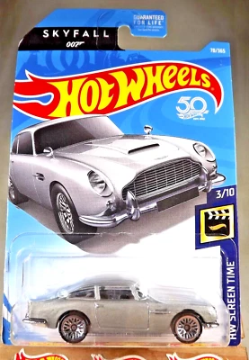 2018 Hot Wheels #78 HW Screen Time-Skyfall 007 3/10 ASTON MARTIN 1963 DB5 Gray - Image 1 of 4