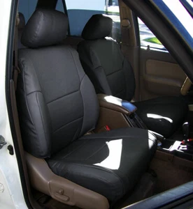 TOYOTA 4RUNNER 1996-2002 BLACK VINYL CUSTOM FIT MADE 2 FRONT SEAT COVERS - Picture 1 of 6