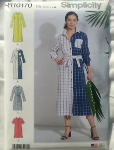 Simplicity Pattern R10170 H5 Misses Shirt Dress Tie Belt Three Lengths US 6-14 - Picture 1 of 2
