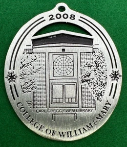 2008 College of William & Mary Pewter Ornament Williamsburg Virginia University - Picture 1 of 4