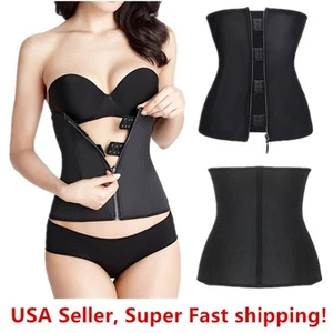 Women's Zipper & Hook Hourglass Latex Waist Trainer Cinchers Corset Body Shaper - Picture 1 of 12