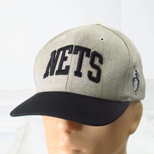 Mitchell & Ness Brooklyn Nets Grey Black Wool Blend Snapback Hat Cap Basketball - Picture 1 of 9