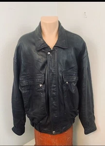 VTG Versace Mens Versus Bomber Jacket Blk Xl XLNT,Cargo Pockets, Cool, Long Arms - Picture 1 of 12