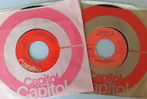 MERLE HAGGARD, HONKY TONK NIGHTTIME MAN +1 (two 45s) Mint- - Picture 1 of 2