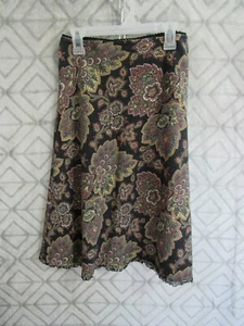 Corey Lynn Calter Skirt Size 4 Black Paisley A Line Side Zipper Lace Casual - Picture 1 of 3