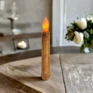 Primitive/Country 6" Hellbraun Senf Kegelkerze Timer - Bild 1 von 2