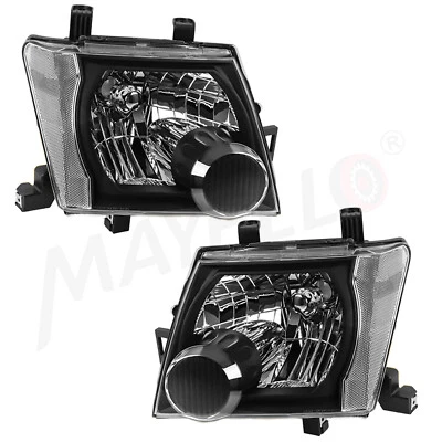 Par de faros negros para Nissan Xterra 2005-2015 halógeno reemplaza 05-15 halógeno Foto 1 de 4