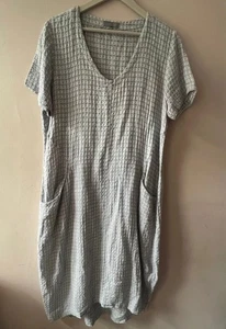 Sahara Grey Maxi Dress, Size M, 100% Linen, V-Neck, Waffle Weave - Picture 1 of 15