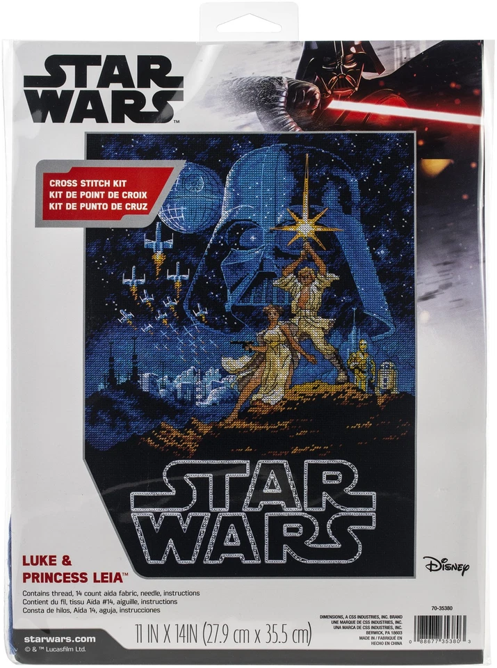 Dimensions Star Wars Counted Cross Stitch Kit 11"X14"-Luke & Princess Leia (14 C - Image 1 of 1