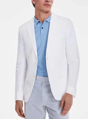 $295 NEW TOMMY HILFIGER Mens 36S White 100% Linen Blazer Sport Coat Suit Jacket - Image 1 of 4