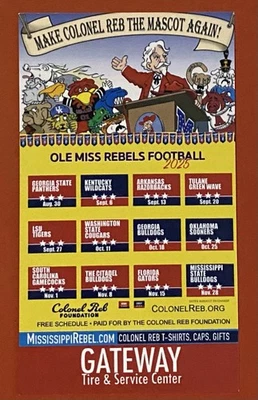 2025 OLE MISS REBELS Schedule 🏈 College Football Sked COOL‼️ NEW‼️ CARD - Image 1 of 2
