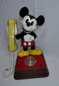 Mickey Mouse Rotary Phone Vintage Yellow Phone Handle from 1976, Used - Picture 1 of 24
