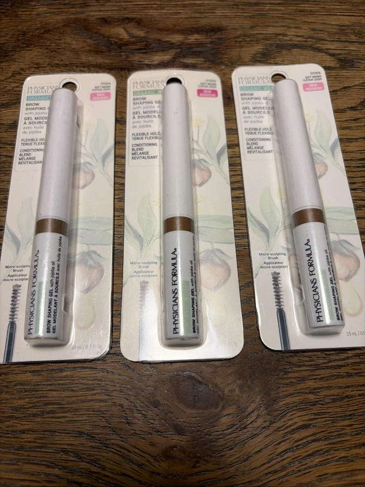 Lot Of 3 Physicians Formula Organic Wear Brow Shaping Gel 1711576 SOFT BROWN - Image 1 of 3