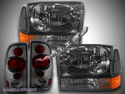 99-04 FAROS FORD F250 F350 SUPER DUTY + SEÑAL DE ESQUINA + LUCES TRASERAS HUMO Foto 1 de 4