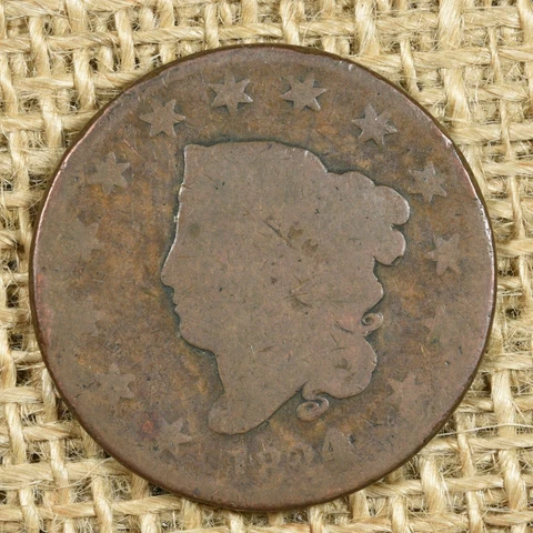 1824 1C AG Coronet Head Large Cent Cover