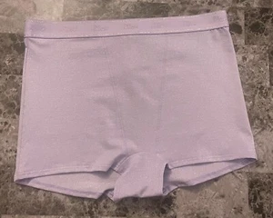 NWT VICTORIA'S SECRET PINK M LAVENDER SHIMMER THICK LOGO BAND BOYSHORT PANTIES - Picture 1 of 4