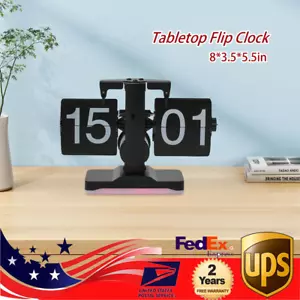Tabletop Flip Down Clock Modern 24-hour Digital Flip Clock w/ 3 Colors LED Light - Picture 1 of 12