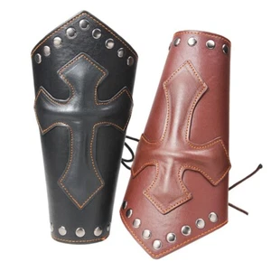 1X Retro Pu Leather Punk Arm Guard Knight Bracer Gothic Armor Wrist Guard Soft - Picture 1 of 8