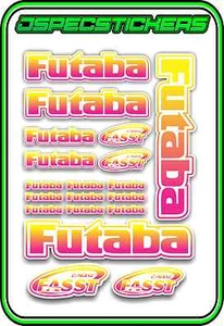 FUTABA RC STICKERS A5 SHEET R/C PLANE CAR BUGGY HELI REMOTE CONTROL PINK YELLO W - Picture 1 of 8