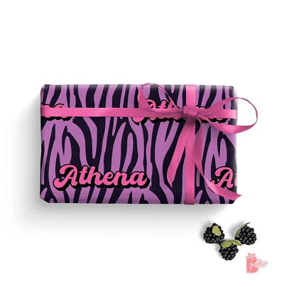 Personalized Gift Wrap w/ Name Tiger Print Large Gift Wrapping Paper Roll 24in - Image 1 of 4