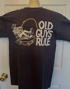 Old Guys Rule T-Shirt NAVY Size Medium Fishing - Picture 1 of 4