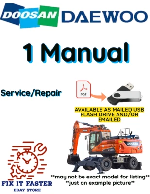 DOOSAN-DAEWOO SOLAR 140W-V WHEEL EXCAVATOR SERVICE REPAIR SHOP MANUAL PDF USB - Image 1 of 2