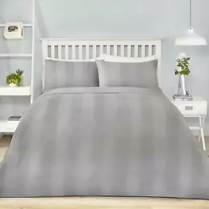 Grey Duvet Covers Waffle Stripe Plain Dyed Ruched Quilt Cover Bedding Sets - Picture 1 of 6