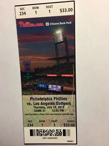 PHILADELPHIA PHILLIES VS LOS ANGELES DODGERS 18. JULI 2019 TICKET STUB - Bild 1 von 1