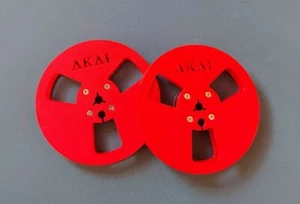 Akai 5" reel to reel tape spools (Pair) 3D printed (Plastic) in Red - Picture 1 of 3