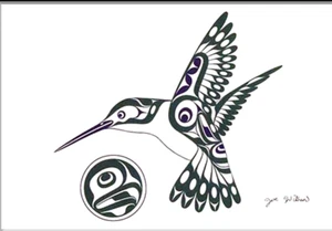 HUMMINGBIRD - by Coast Salish Cowichan Artist Joe Wilson - New 6" x 9" Art Card - Picture 1 of 1