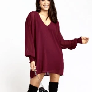 Show Me Your Mumu Noma Kleid Small rot weinrot Mini V-Ausschnitt Dolman weinrot Puffärmel - Bild 1 von 8