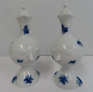 VINTAGE ROSENTHAL BJORN WIINBLAD FIGURAL FACE CRUETS JUGS LIDS WHITE BLUE FLORAL - Picture 1 of 11