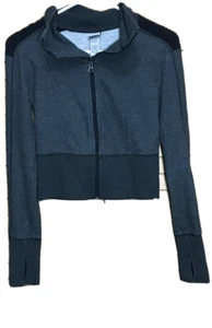 Champion Zip Up Half Shirt Belly Shirt Grey black Ruching Workout Running SP - Picture 1 of 9