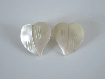 Perlmutt Vintage Ohrclips,Ohrringe Blattform 4,1 g/2,1 x 1,9 cm - Bild 1 von 3