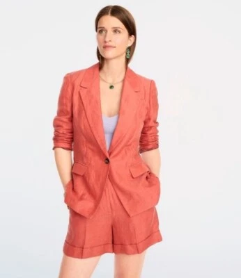 J. Blazer Crew Willa Mezcla de Lino Coral Talla 2 BH668 Naranja Para Mujer’s Foto 1 de 4