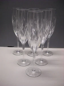 NORITAKE Fluted Crystal Champagne Moondust Cut Swirl Discontinued Set of 6 - Picture 1 of 15