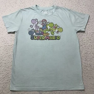 Super Mario Men's Small Light Blue Colorful Yoshi Graphic T Shirt Short Sleeve - Picture 1 of 12
