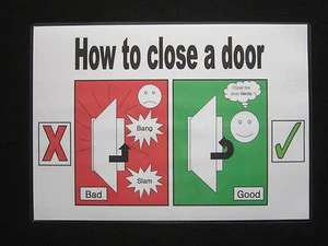 Gráfico de pared suave Close a Door - autismo TDAH SEN comunicación visual principios de año - Imagen 1 de 2