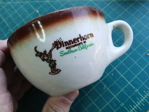 VINTAGE 1950'S DINNERHORN SOUTHERN CALIFORNIA RESTAURANT WARE COFFEE CUP USA - Picture 1 of 3