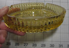 Vintage 6" Golden Amber Ashtray, Fancy Cut Glass
