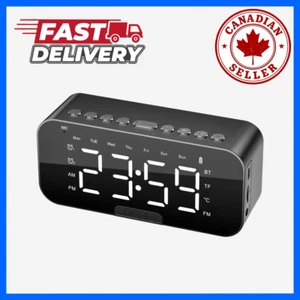 LED Digital Alarm Clock Bluetooth Speaker Mirror FM Radio Temperature Display - Picture 1 of 6