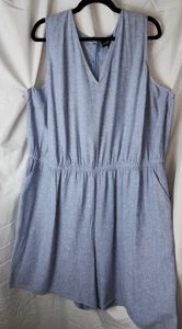 Tuta corta donna Lane Bryant, denim blu chiaro, schiena con cerniera, taglia 24 - Foto 1 di 16