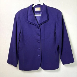 Pendleton Blazer Damen 12 lila Schurwolle Samt Knopfleiste Jacke Vintage USA - Bild 1 von 14