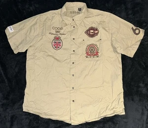 Coogi Australia 1969 Crew Button Up Shirt Men XXL Tan Khaki Y2K Embroidered 115 - Picture 1 of 14