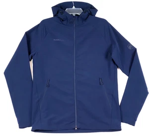 Mammut Macun SO Jacket Mens M Navy Blue Golf Hooded Softshell Stretch - Picture 1 of 14
