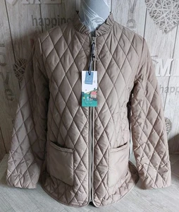 Joules Hambleton UK 12 Beige Long Sleeve Quilted Showerproof Lined Zip Up Jacket - Picture 1 of 19
