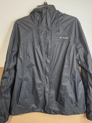 COLUMBIA OMNI-TECH Jacket Waterproof Breathable Men’s XL  Black Full Zip Hood - Image 1 of 4
