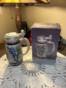Vintage 1984 Avon Great American Baseball Ceramic Stein - Lidded Beer Stein - Picture 1 of 15