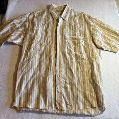 Vintage Givenchy Gentleman Paris Italy Striped Linen Short Sleeve Shirt Mens M - Image 1 of 4